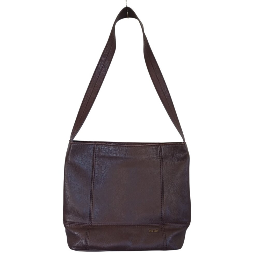 The‎ Sak Purse Brown Pebbled Leather Shoulder Bag Zip Top